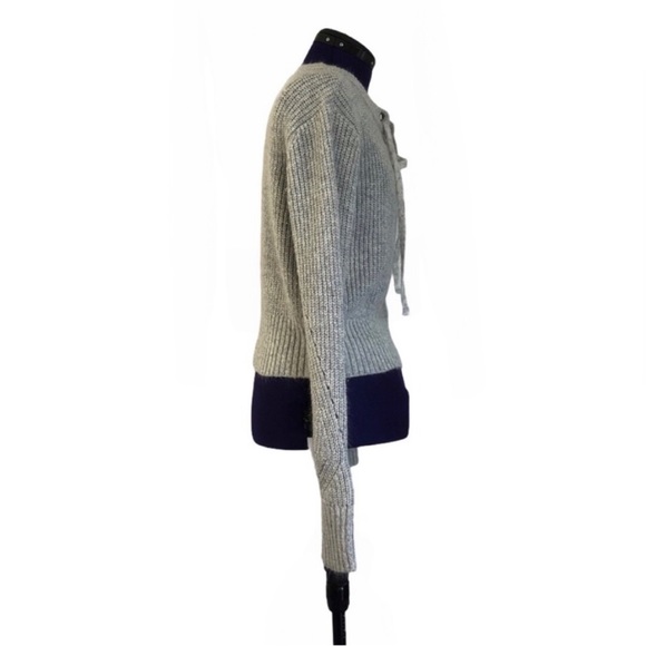 Kendall & Kylie Gray Knit Lace Up Sweater - Picture 5 of 14